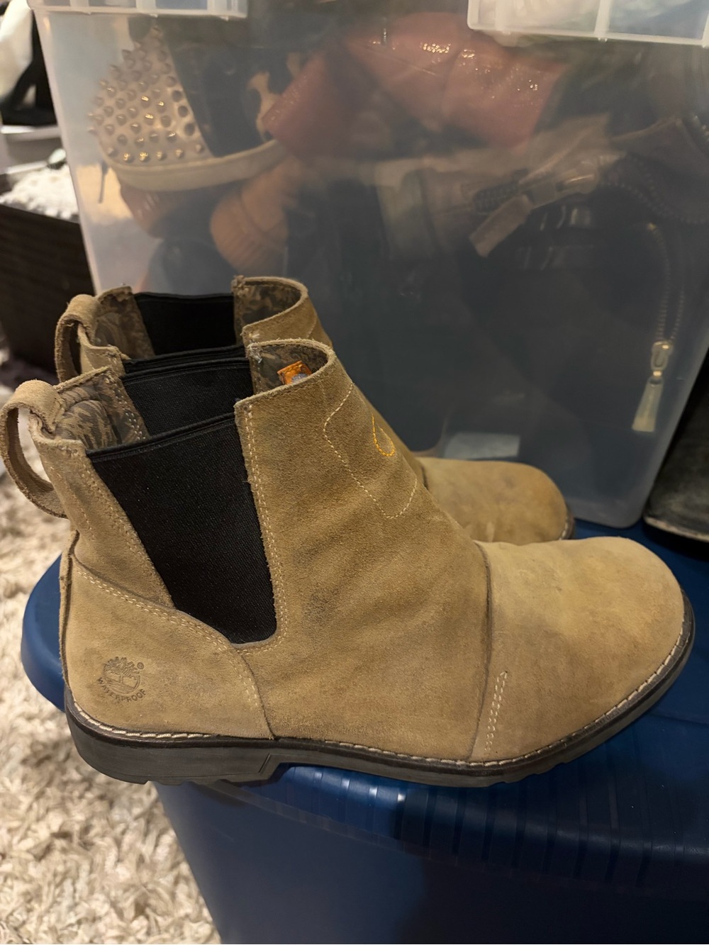 Men's Tan Suede Timberland Chelsea Work Boots